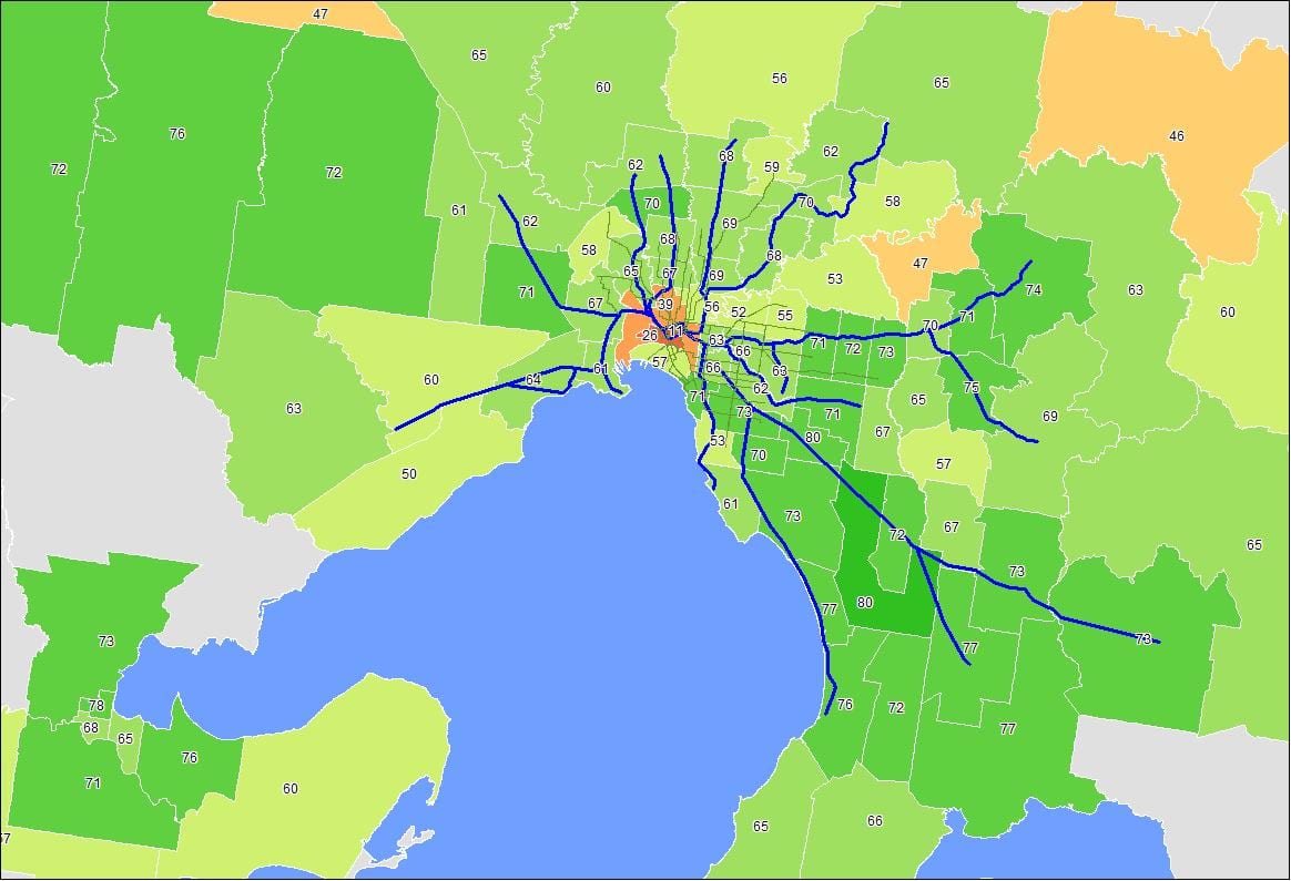 карті Мельбурна