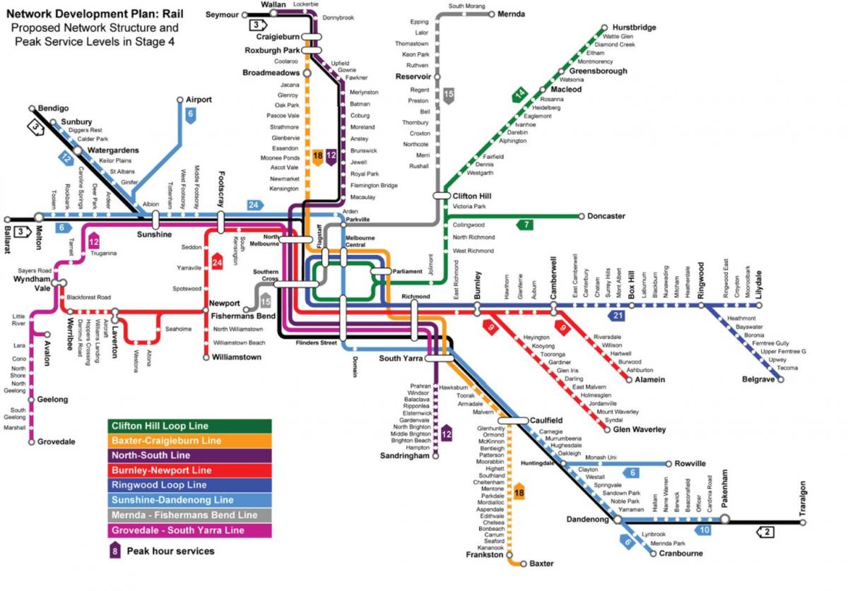 карта метро в Мельбурні