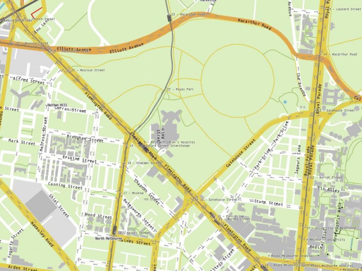 карта Королівська дитяча лікарня в Мельбурні