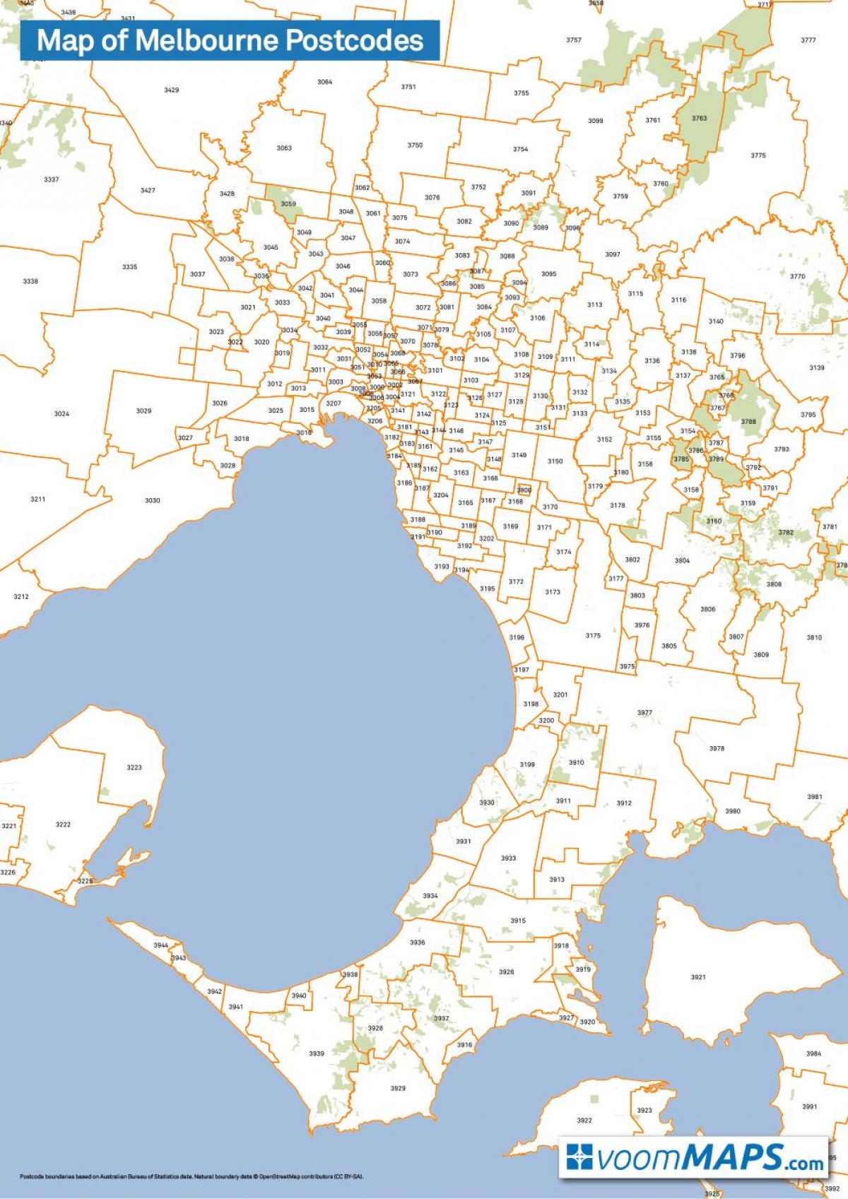 карта поштових індексів Мельбурн