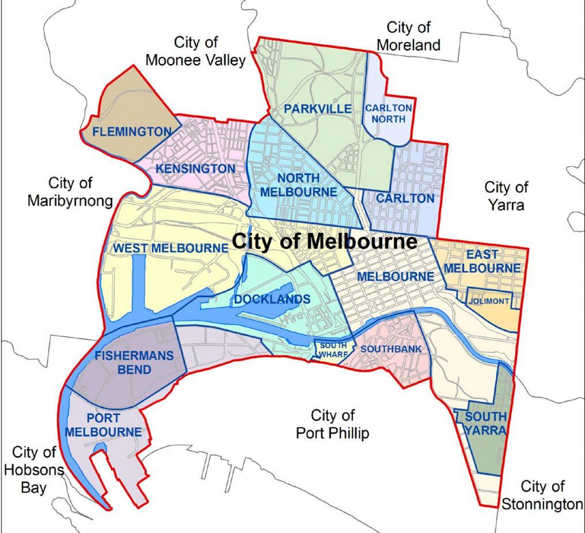 карта передмість Мельбурна