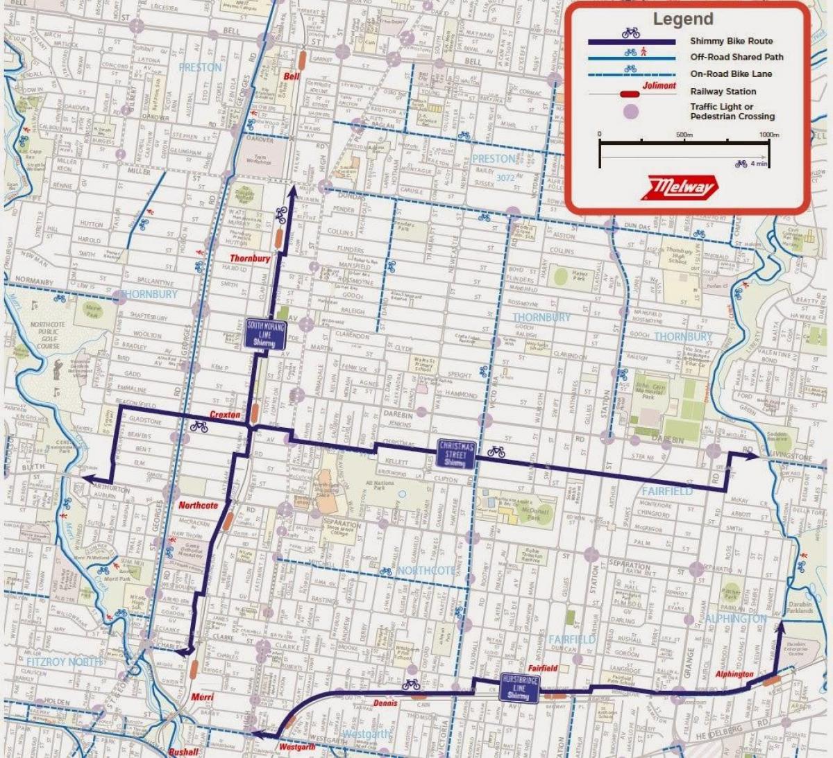 карта прокату велосипедів Мельбурн