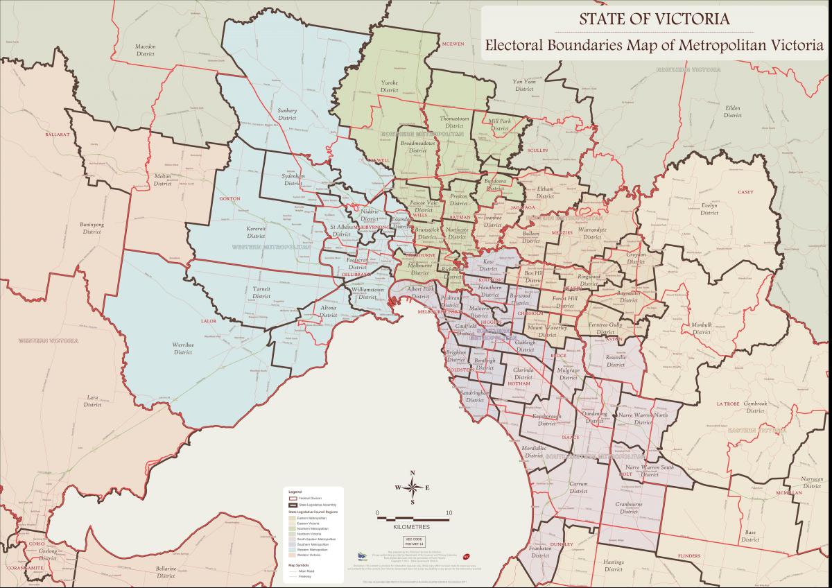 карта Мельбурн Східний округ