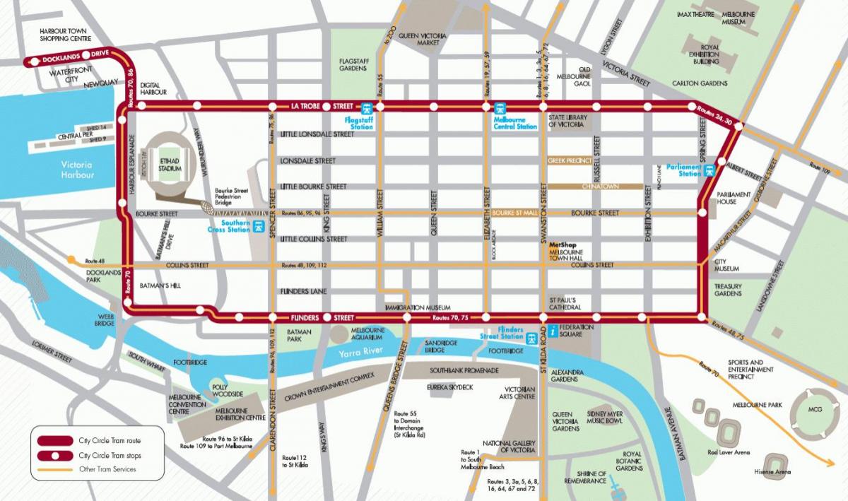Місто Мельбурн Залізнична петля карті