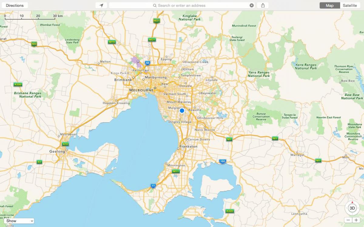 карта Мельбурн і околиці