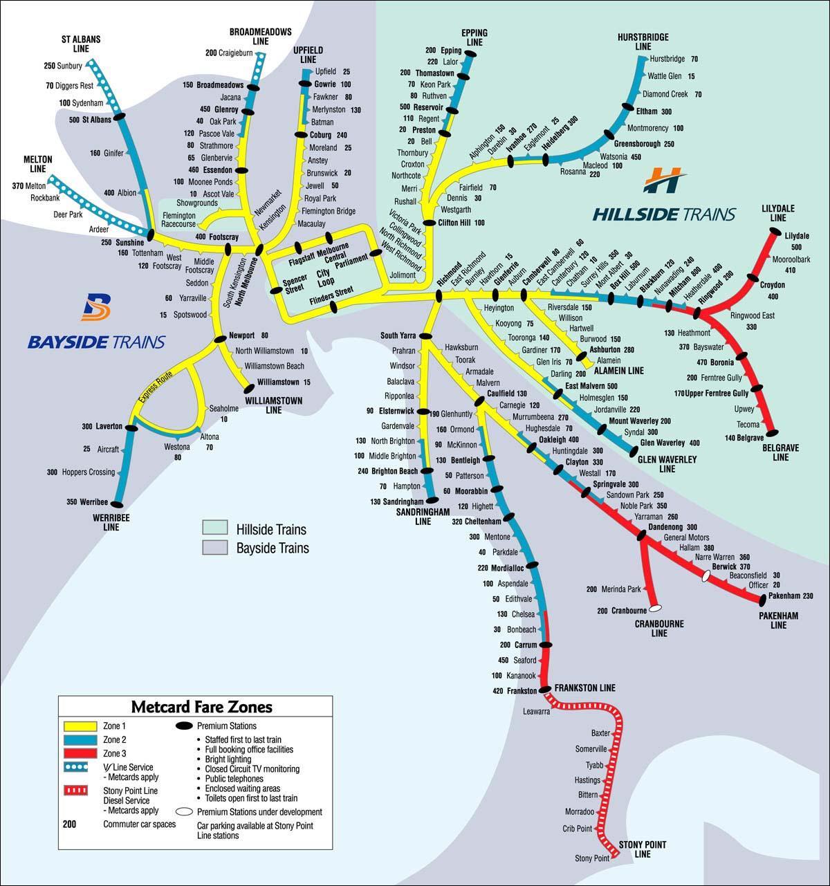 карта Мельбурн поїзд