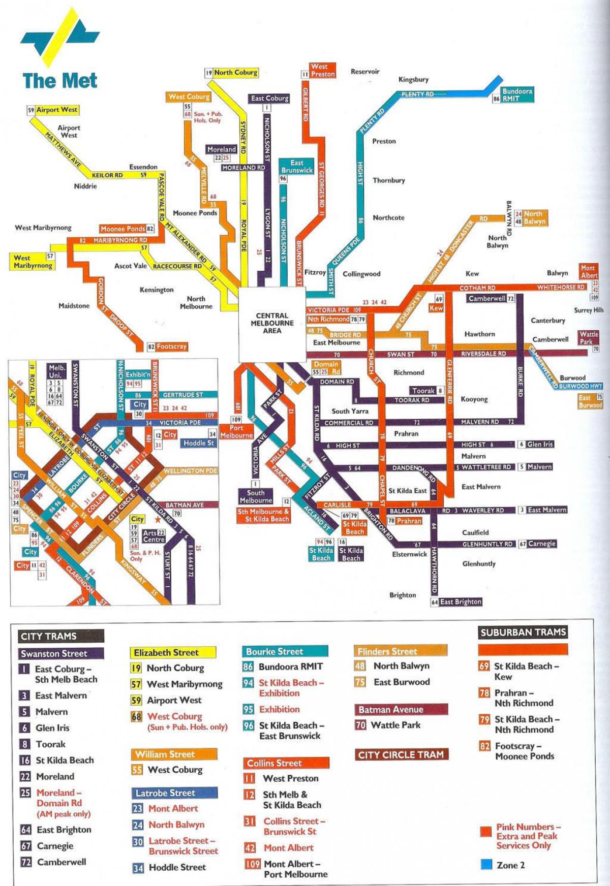 Мельбурн громадського транспорту карті