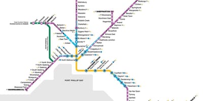Vline поїзді на карті