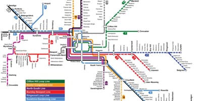 Карта метро в Мельбурні