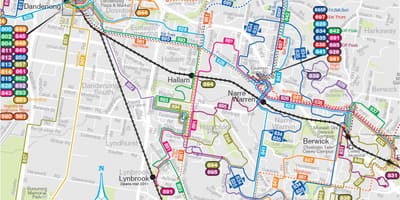 Автобусні маршрути Мельбурні карті